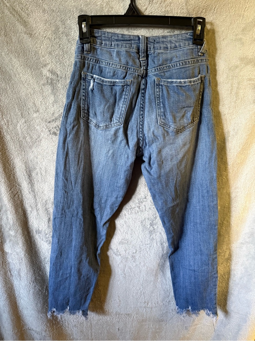 Cropped Distressed Ankle Jeans in Medium Blue - Picture 2 of 6
